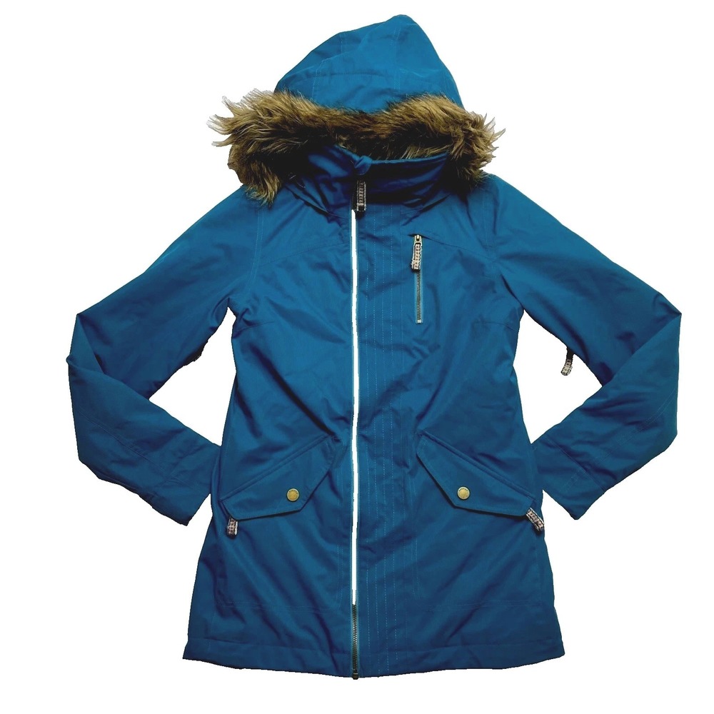 Burton Ski Jacket Womens Extra Small Teal Hazel Hooded Snowboarding Coat
